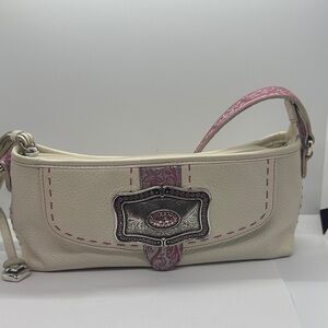 Brighton Ivory and Pink Wristlet with Metallic Detail and wallet